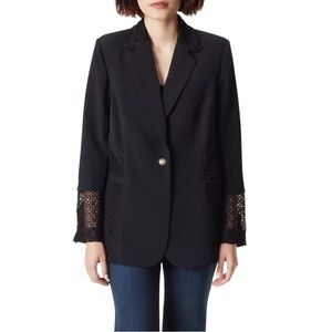 Sam Edelman Willow Black Blazer chic Single button jacket intricate lacetrimmed